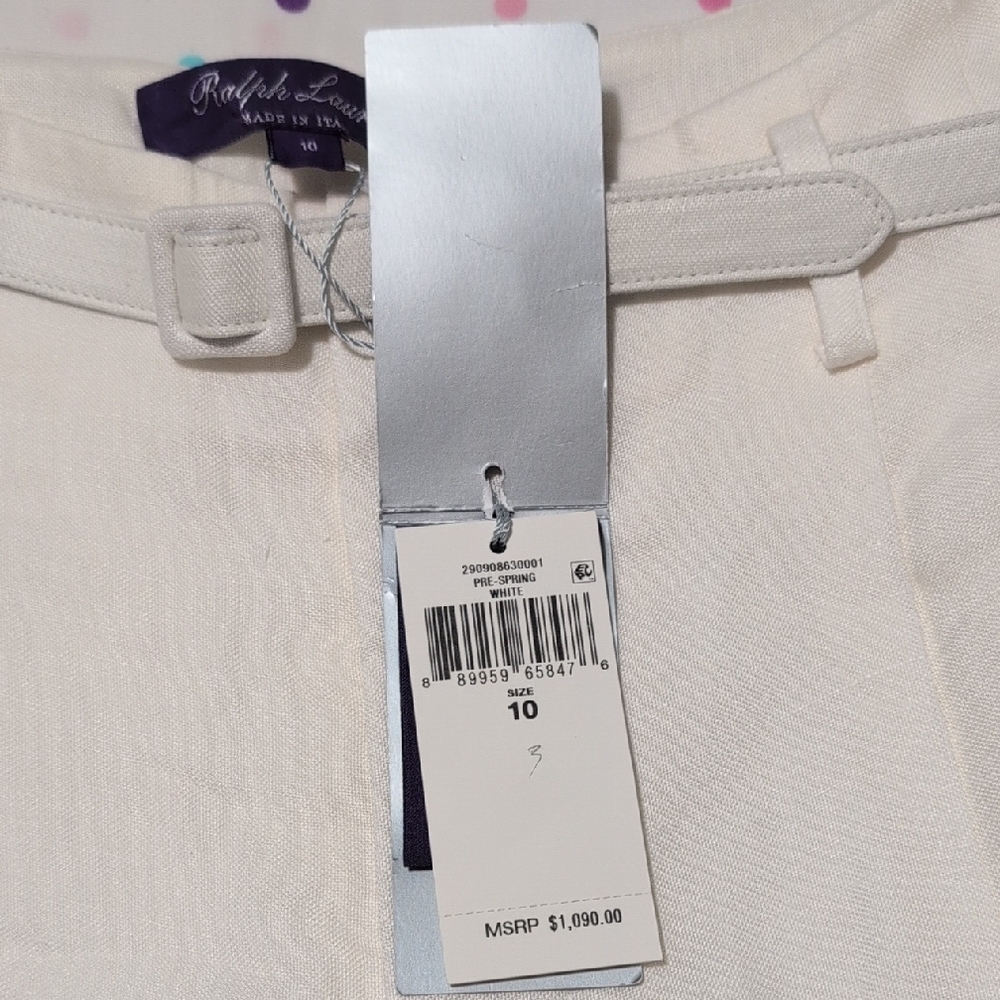 Ralph Lauren White Wide Leg Pants with Tie Waist - Picture 4 of 12